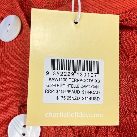 NWT * CHARLIE HOLIDAY Gisele Pointelle Cardigan - Size 2 - $114. - Picture 8 of 13
